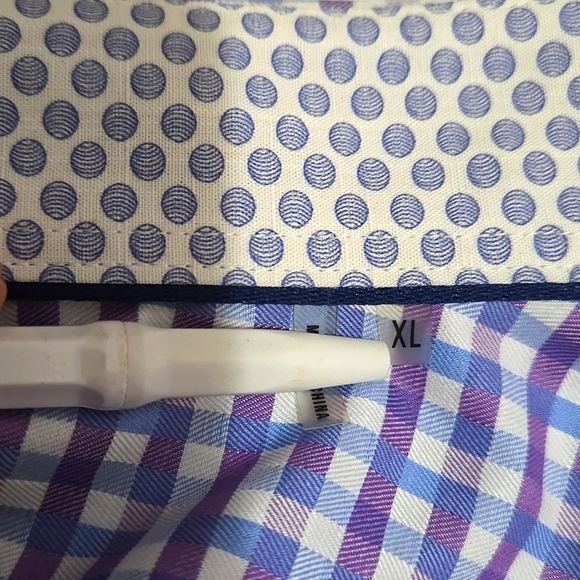 Bugatchi Shaped Fit Purple Blue Plaid Men's Button Up Dress Shirt Sz XL - Picture 9 of 9